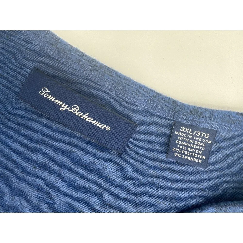 Tommy Bahama Mens 3XL Blue Heather V Neck Long Sleeve Light Sweater